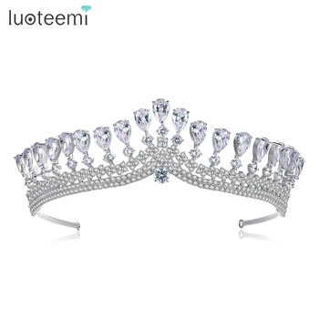LUOTEEMI de Luxo Noiva Casamento Hairband Tiara de Coroa Acessórios para Mulheres Rainha Princesa Clara de Alta Qualidade CZ Moda Jóias