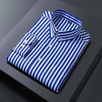 Moda 2022 Nova Elegante dos Homens Distribuído Camisas Casuais Streetwear Slim Fit Camisas Manga Longa Tops Masculinos Primavera, Outono Blusas W322