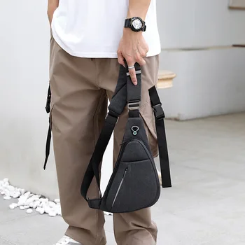 Moda Masculina Sling Bag Duplo Slim Impermeável De Ombro Mochila Para A Viagem De Caminhadas Anti-Ladrão Crossbody Peito Mochila Pessoais Saco Do Bolso