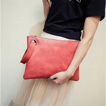 Moda Sólido Bolsa feminina Clutch Bag de Couro Mulheres Envelope Saco com Zíper do Saco de Noite da Fêmea Garras Bolsa