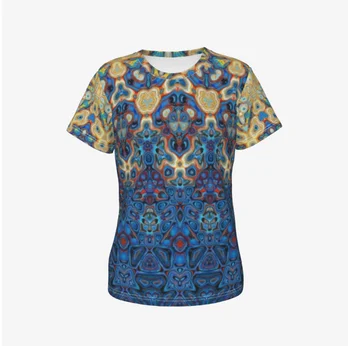 Mulheres novas T-Shirts com estampa de Leopardo Botânico Impressos em 3D Colorblock T-Shirts de Verão T-Shirts para Mulheres Ajuste Fino do Poliéster do t-Shirt