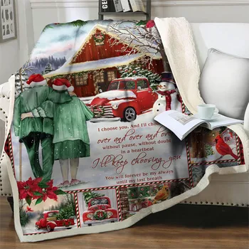 Natal Impressão 3D de Pelúcia Velo Jogar Cobertor Adultos Moda Colchas Presente do Dia dos Namorados em Casa Camas Office Lavável Sherpa Cobertor