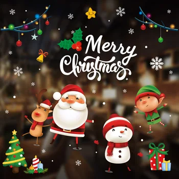 Natal Janela Adesivos Papai Noel floco de Neve DIY de Parede Decal 2022 Decorações de Natal Para a Casa de Ano Novo Ornamentos Presente 2023