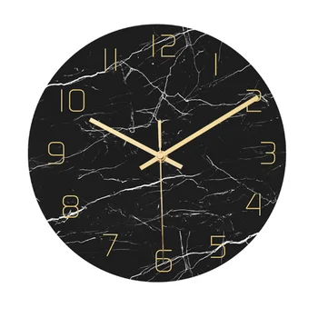 Nordic Decorativas em Mármore Impressão de Relógios de Parede em Silêncio Quartzo Circular de Vinil Pendurados Relógio de Design Moderno e Multi-colorida Decoração de Casa