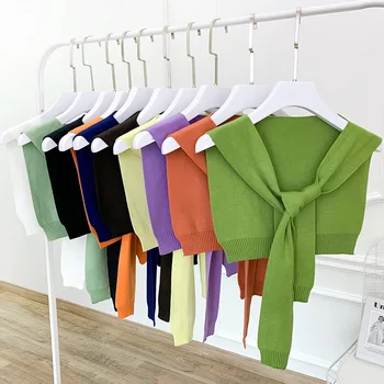 Nova Camisa Falso Colar para Mulheres de Cor Sólida Blusa Camisola de Decote Destacável Lace-up Cabo Colar de Acessórios de Vestuário