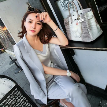 Novas Mulheres-coreano temperamento peça se encaixava terno senhoras profissionais de moda de verão de tendência de duas peças de conjunto TB070