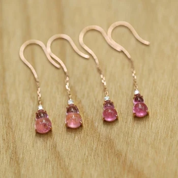 Novo original do projeto flor de pêssego rosa diamante cabaça brincos de luxo encanto elegante de senhoras marca de jóias de prata