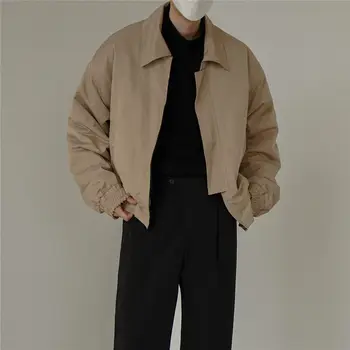 O coreano dos Homens de Moda Jaquetas Bomber Marca de Luxo Sociais Vestir Camisas Homens Soltos Jaquetas de camadas Finas Roupas de Streetwear Outwear
