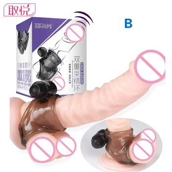 Os Brinquedos Sexuais Quyue Elástica de Alta Pênis Manga Ejaculação Retardada Vibração Pau Anel peniano Vibrador Sex Shop Produtos para Homens