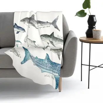 Os tubarões - Formato de Paisagem Jogar Cobertor de Lã Jogar Cobertor TV Cobertores Softblanket de Pelúcia Flanela Quente de roupa de cama Em Casa de viagem