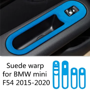 Para BMW Mini F54 Alcantara de camurça urdidura Tirante da Janela Quadro de Controle de Janela Interruptor de Decoração Braço Painel de Guarnição Interior do Carro Adesivo