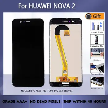 Para Huawei nova 2 PIC-AL00 PIC-TL00 PIC-LX9 tela LCD de montagem com frente caso de toque de vidro,Com peças de reparo Display LCD Preto