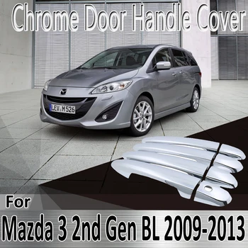 Para Mazda 3 2ª Geração BL Axela 2009~2013 2010 Estilo Adesivos de Decoração Cromado Capa maçaneta da Porta de pintura Montar Acessórios do Carro