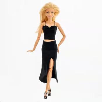 Preto Crop Tops Saia de 1/6 BJD Boneca de Roupas para a Barbie Roupas para a Barbie Vestido de Roupas Conjunto de Roupas 11.5