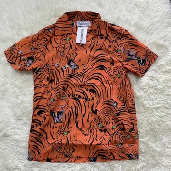 Qualidade Boa Nova MALUCO MARIA Camisa de Moda Homens 1:1 Listras de Tigre Havaí Mulheres T-shirt Respirável Tees de Mens Vestuário