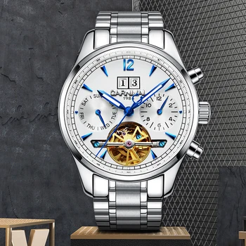 Reloj Hombre CARNAVAL Automático de Auto-Vento Relógios de Homens de marcas de Luxo Tourbillon relógios Mecânicos Luminosa Impermeável Data de Relógio