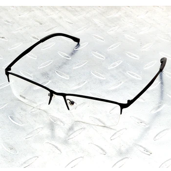 Retângulo de Meio-aro de Liga de Titânio Simples Estilo de Negócios, Homens de Cor Preta Óculos com Armação de Óculos Óculos Eyeframe