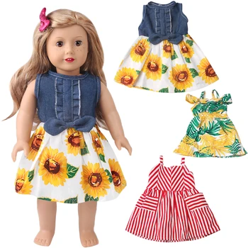 Roupas de boneca de 18 Polegadas de Boneca Americana à beira-Mar Saia Linda de Moda Conjunto Adequado Para 43Cm Roupas de Bebê Boneca Acessórios Presentes