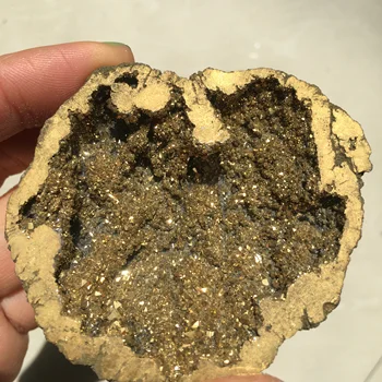 Runyangshi 1PC cristal Natural ágata crystal cave cornucópia amostras minerais galvanoplastia amarelo reiki cura de pedra