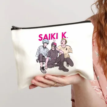 Saiki K Kusuo Girl Makeup Bag duplo Padrão Feminino Clássico Organizador Senhora de Saco de Bolsas para Sacos de Viagem Bolsa de Mulher Saco Cosmético