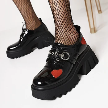 Sapatos Ankle Boots Amor De Design Slip-On Primavera, Outono Calçado Macio, Redondo Toe Plataforma Zapatos De Mujer Sapatos Para As Mulheres 2021