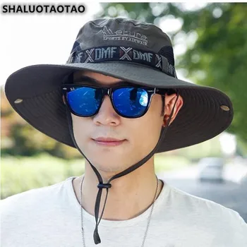 SHALUOTAOTAO Chapéu de Homem Tendência do Verão do Algodão Balde Chapéus de Sol ao ar livre Proteção Anti-UV, Respirável, Boné de Pesca do Panamá, Praia Hat