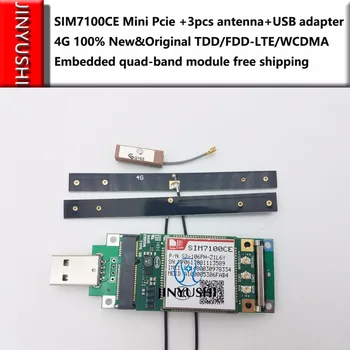 SIMCOM SIM7100CE+3pcs antena+adaptador USB Mini Pcie 4G 100% Novo e Original TDD-LTE-FDD-LTE/WCDMA Incorporado quad-band módulo