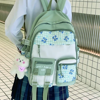 Simples de Nylon Mulheres Mochila para Adolescentes Menina de Retalhos Escola Bookbag Grande Capacidade de Mochila de Viagem da Senhora de Alta Qualidade Bagpack