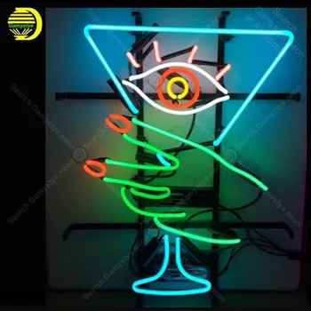 Sinal de néon para o COQUETEL de OLHO Neon Lâmpadas sinal de Copa Lâmpadas de artesanato real tubos de Vidro de Decorar Cerveja Barra de Parede de Quarto de sinais feitos