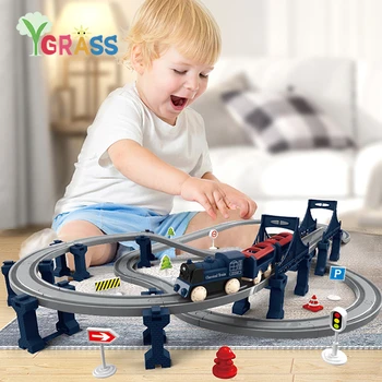Tamanho grande Blocos de Construção Compatíveis com Conjuntos de Comboios DIY férrea Montar Educacionais Interativas Tijolos de Brinquedos Para Crianças de Presente