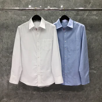 TB THOM Camiseta masculina Primavera Nova Moda de Design coreano, Blusas de Botão Personalizado Listras Oxford Algodão das Mulheres de Negócios Camisas