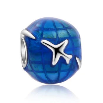Terra azul avião esferas de DIY encantos plata de ley original pulseira jóias dia dos namorados mary poppins bijoux ENM443