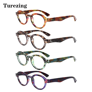 Turezing 2022 Novo Pack 4 Óculos de Leitura Homens Mulheres com Impresso Retro Rodada do Quadro de Prescrição HD Presbiopia Óptico Óculos