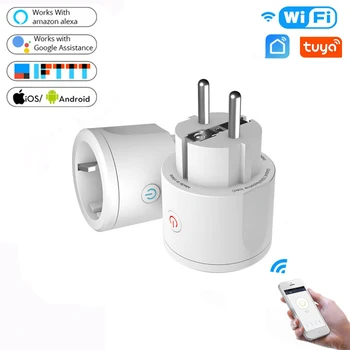 Tuya Smartlife Smart Plug WiFi Tipo de Soquete F UE Plug 15A Potência Monitor de Casa de Automação Compatível com Alexa Inicial do Google
