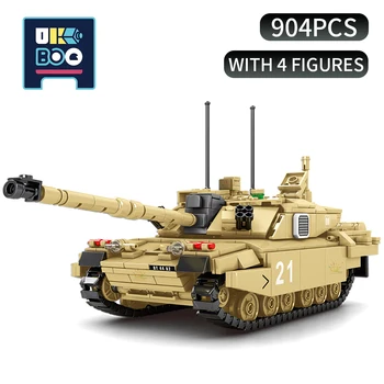 UKBOO 904PCS Militar Tanque Principal de Batalha Modelo de Construção de Blocos de WW2 Exército Caminhões Armas Figuras Tijolos Construtor de Brinquedos para Crianças