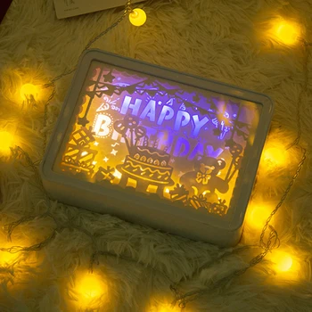USB Bateria da Noite do DIODO emissor de Luz 3D Papel de Escultura Atmosfera Lâmpada de Decoração para Casal, Sala de Crianças de Dia dos Namorados Presente de Natal