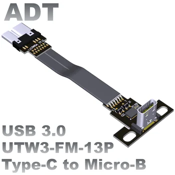 USB3.0 macho fêmea plana e fina, longa e curta cabo de extensão de Tipo C para micro-B, esquina com chip ADT