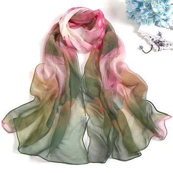 Verão lotus protetor solar em lenço de seda toalha de praia atacado longo de mulheres lenços lotus pond lua fina lenços scarf