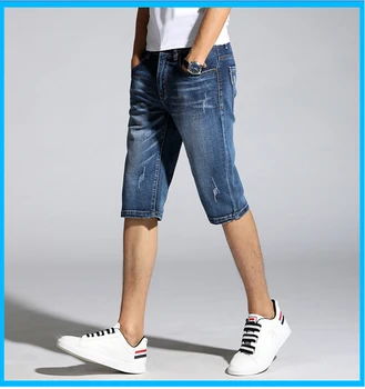 Verão Streetwear Calças de Algodão Casual Calças Shorts Homens de Compressão Korte Broek Mannen Homens de Jeans Masculino Execução Jogger