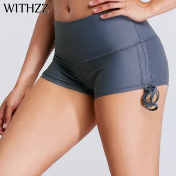 WITHZZ Feminino Estiramento Rápido-Seca Esportes Treino Flexível de Fitness Cintura Alta Casual Correia Leggings Shorts